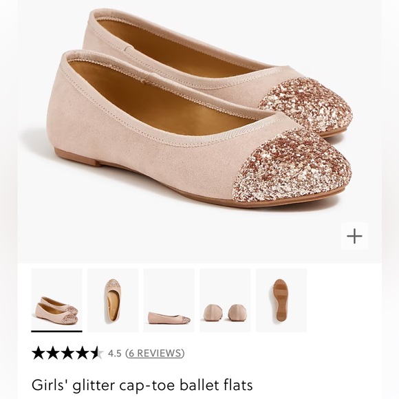 Crewcuts by J.Crew Little Girls Glitter Cap-toe Ballet Flats in Rose Gold Sz 10 - Picture 8 of 8